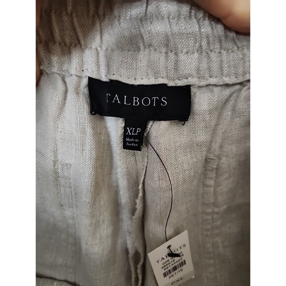 Talbots 100% Linen Shorts Womens XL Petite Natural Beige Drawstring Elastic NEW - Picture 6 of 8